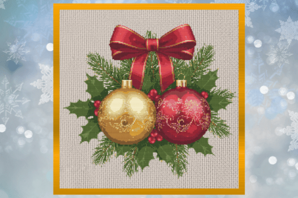 Download Christmas Holly Bow with Red &amp; Gold Orna - Gold Collection