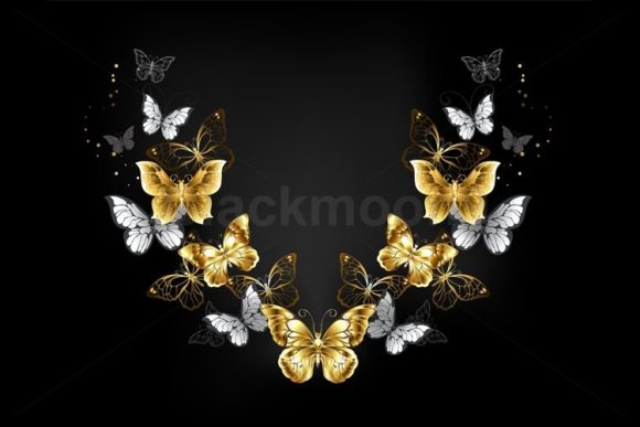 Download Symmetrical Pattern of Gold Butterflies - Gold Collection