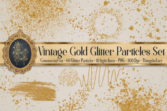 Download 70 Vintage Gold Glitter Particles PNG - Gold Collection