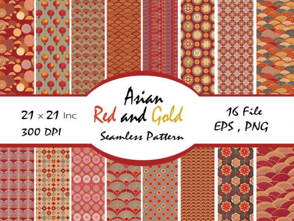 Download Asian Red and Gold Abstract Pattern - Gold Collection