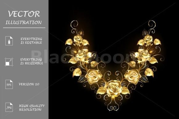 Download Symmetrical Pattern of Golden Roses - Gold Collection