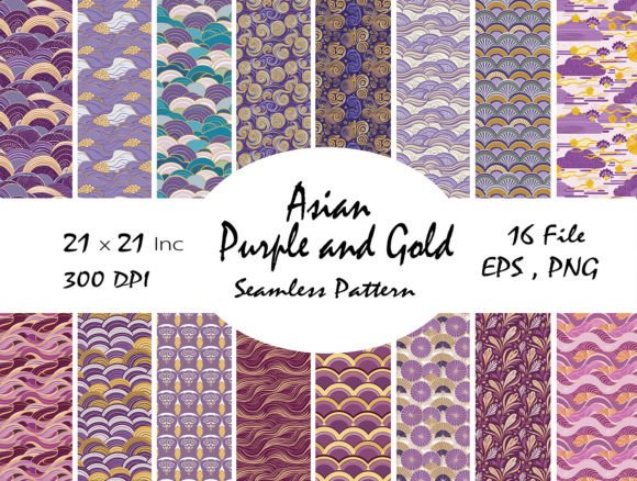 Download Asian .Purple and Gold Abstract Pattern - Gold Collection